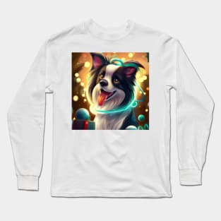 Cute Border Collie Drawing Long Sleeve T-Shirt